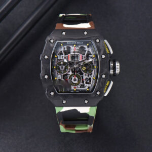 RM011 NTPT Chrono KVF Skeleton Dial on Green Camo Rubber Strap A7750 V2 - Image 2