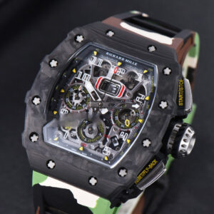 RM011 NTPT Chrono KVF Skeleton Dial on Green Camo Rubber Strap A7750 V2 - Image 4