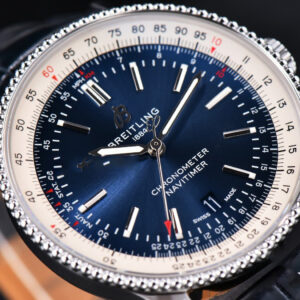 Navitimer TF 41MM SS Blue Dial White Bezel Blue Leather Strap A2824 - Image 7