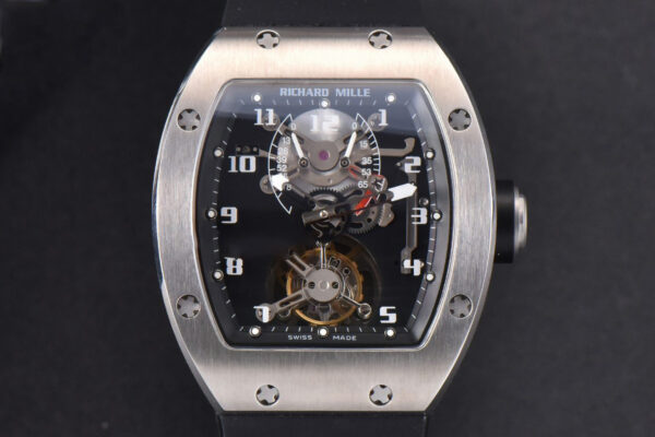 RM001 Tourbillon SS JBF 47MM Black Skeleton Dial Black Rubber Strap