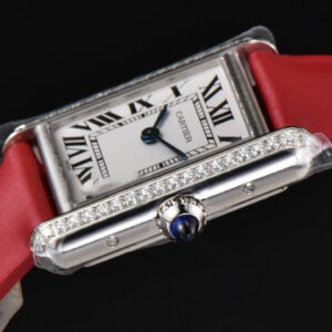 Tank Must Small 29.5×22mm Diamond K11F White Dial Red Smooth Strap Quartz - Image 15