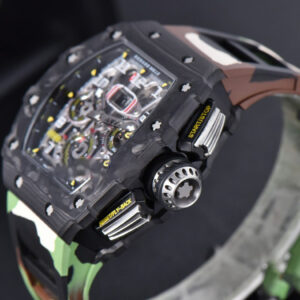 RM011 NTPT Chrono KVF Skeleton Dial on Green Camo Rubber Strap A7750 V2 - Image 10