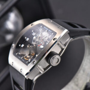 RM001 Tourbillon SS JBF 47MM Black Skeleton Dial Black Rubber Strap - Image 2