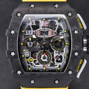 RM011 NTPT Chrono KVF Skeleton Dial on Yellow Rubber Strap A7750 V2