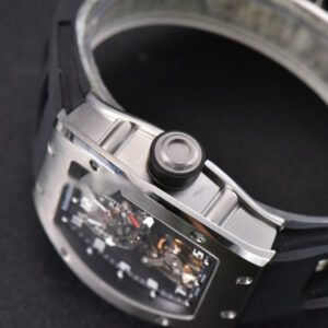 RM001 Tourbillon SS JBF 47MM Black Skeleton Dial Black Rubber Strap - Image 4