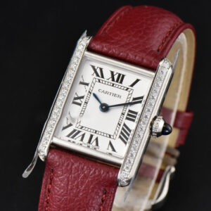 Tank Must Small 29.5×22mm Diamond K11F White Dial Red Litchi Grained Strap Quartz - Image 10