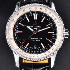 Navitimer TF 41MM SS Black Dial White Bezel Black Leather Strap A2824