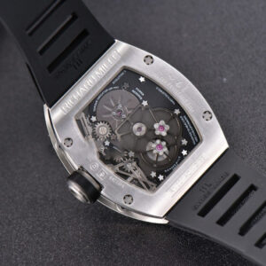 RM001 Tourbillon SS JBF 47MM Black Skeleton Dial Black Rubber Strap - Image 12
