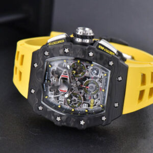 RM011 NTPT Chrono KVF Skeleton Dial on Yellow Rubber Strap A7750 V2 - Image 5