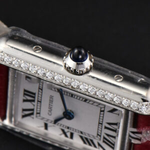 Tank Must Small 29.5×22mm Diamond K11F White Dial Red Litchi Grained Strap Quartz - Image 18