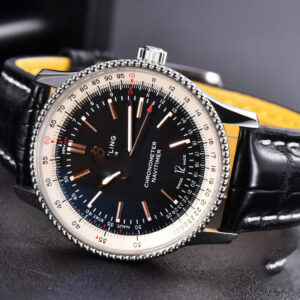 Navitimer TF 41MM SS Black Dial White Bezel Black Leather Strap A2824 - Image 10