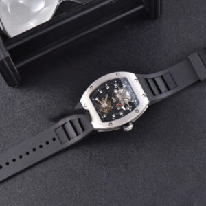 RM001 Tourbillon Titanium JBF 47MM Black Skeleton Dial Black Rubber Strap - Image 2