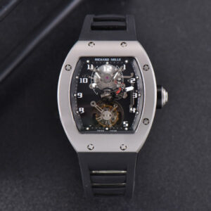 RM001 Tourbillon Titanium JBF 47MM Black Skeleton Dial Black Rubber Strap - Image 3