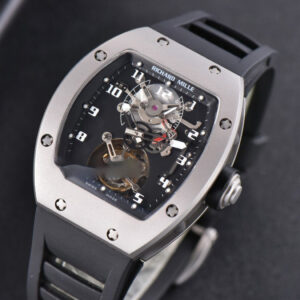 RM001 Tourbillon Titanium JBF 47MM Black Skeleton Dial Black Rubber Strap - Image 4