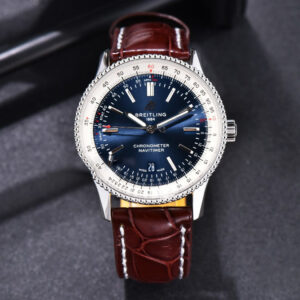 Navitimer TF 41MM SS Blue Dial White Bezel Brown Leather Strap A2824