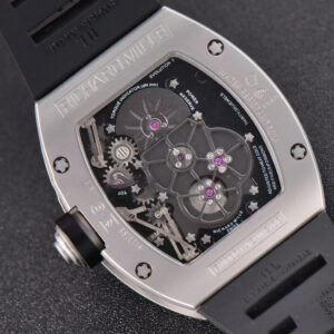RM001 Tourbillon Titanium JBF 47MM Black Skeleton Dial Black Rubber Strap - Image 16