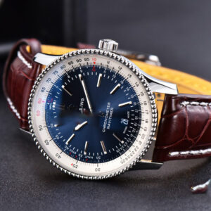 Navitimer TF 41MM SS Blue Dial White Bezel Brown Leather Strap A2824 - Image 9