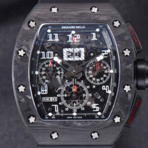 RM011 NTPT Chrono KVF Black Skeleton Dial on Black Crown black Rubber Strap A7750 V2