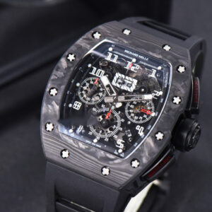 RM011 NTPT Chrono KVF Black Skeleton Dial on Black Crown black Rubber Strap A7750 V2 - Image 2