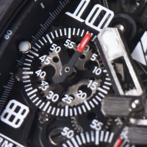 RM011 NTPT Chrono KVF Black Skeleton Dial on Black Crown black Rubber Strap A7750 V2 - Image 4