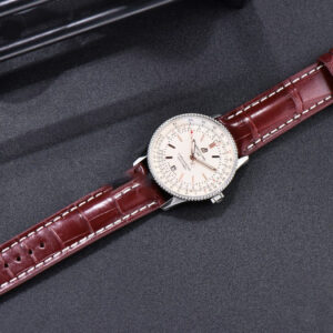Navitimer TF 41MM SS White Dial White Bezel Brown Leather Strap A2824 - Image 6