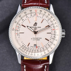 Navitimer TF 41MM SS White Dial White Bezel Brown Leather Strap A2824