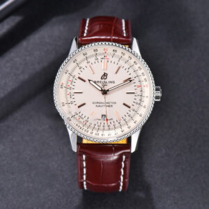 Navitimer TF 41MM SS White Dial White Bezel Brown Leather Strap A2824 - Image 7