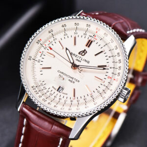 Navitimer TF 41MM SS White Dial White Bezel Brown Leather Strap A2824 - Image 8