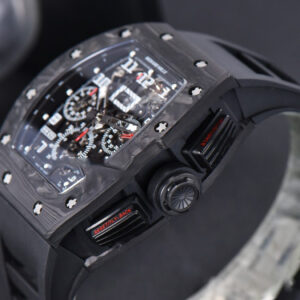 RM011 NTPT Chrono KVF Black Skeleton Dial on Black Crown black Rubber Strap A7750 V2 - Image 11