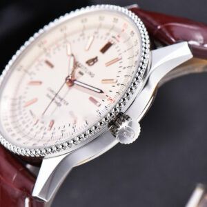 Navitimer TF 41MM SS White Dial White Bezel Brown Leather Strap A2824 - Image 14