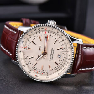 Navitimer TF 41MM SS White Dial White Bezel Brown Leather Strap A2824 - Image 16