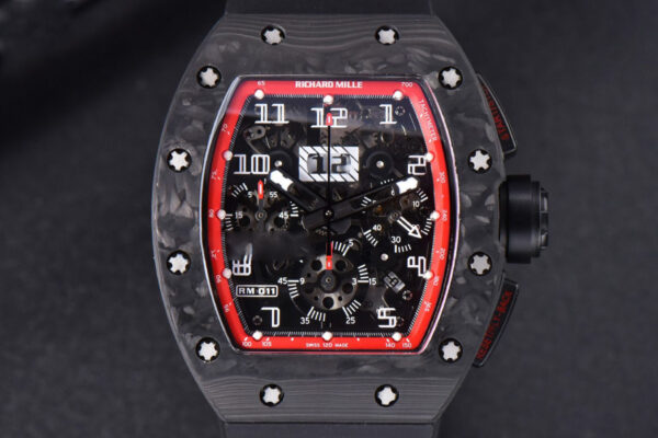 RM011 NTPT Chrono KVF Red Skeleton Dial on Black Crown Black Rubber Strap A7750 V2