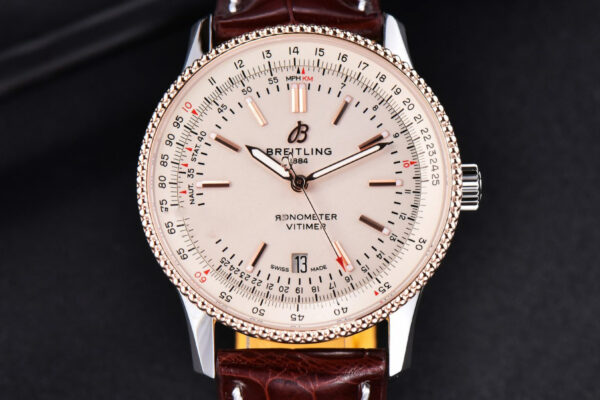 Navitimer TF 41MM RG White Dial White Bezel Brown Leather A2824