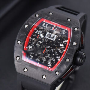 RM011 NTPT Chrono KVF Red Skeleton Dial on Black Crown Black Rubber Strap A7750 V2 - Image 2
