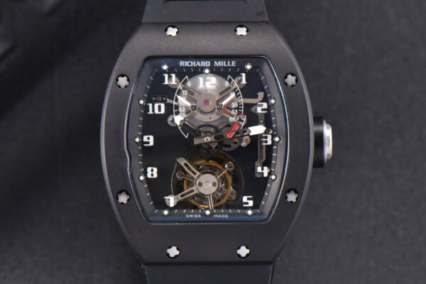 RM001 Tourbillon PVD JBF 47MM Black Skeleton Dial Black Rubber Strap