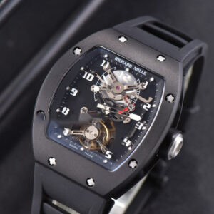 RM001 Tourbillon PVD JBF 47MM Black Skeleton Dial Black Rubber Strap - Image 3