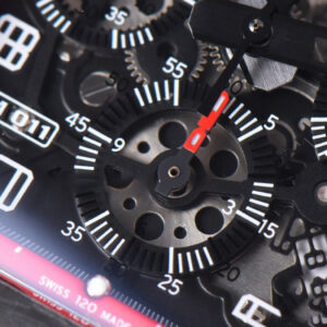 RM011 NTPT Chrono KVF Red Skeleton Dial on Black Crown Black Rubber Strap A7750 V2 - Image 6