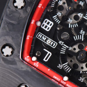 RM011 NTPT Chrono KVF Red Skeleton Dial on Black Crown Black Rubber Strap A7750 V2 - Image 9