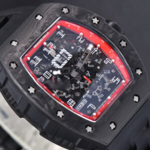RM011 NTPT Chrono KVF Red Skeleton Dial on Black Crown Black Rubber Strap A7750 V2 - Image 10