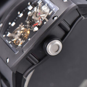 RM001 Tourbillon PVD JBF 47MM Black Skeleton Dial Black Rubber Strap - Image 9