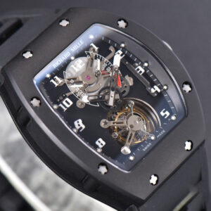 RM001 Tourbillon PVD JBF 47MM Black Skeleton Dial Black Rubber Strap - Image 11