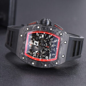 RM011 NTPT Chrono KVF Red Skeleton Dial on Black Crown Black Rubber Strap A7750 V2 - Image 13
