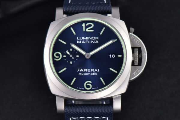 PAM1117 Titanium VSF 44MM Blue Dial Blue Rubber Strap P9010