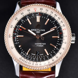 Navitimer TF 41MM RG Black Dial White Bezel Brown Leather Strap A2824
