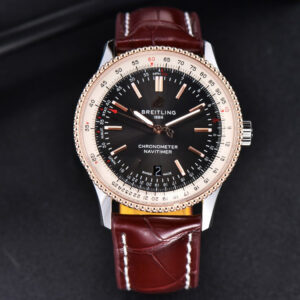 Navitimer TF 41MM RG Black Dial White Bezel Brown Leather Strap A2824 - Image 4