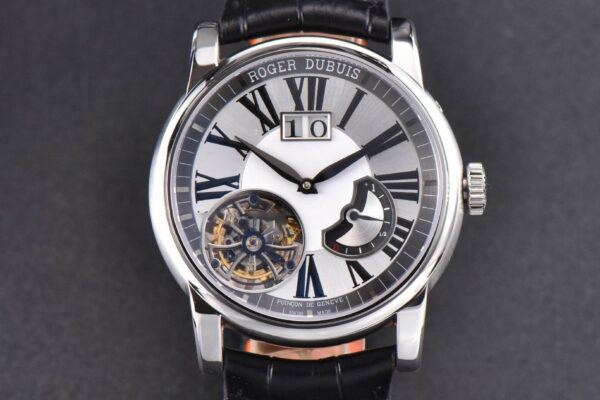 Hommage Flying Tourbillon RDDBHO0568 SS JBF 43MM White Dial Black Croc Leather Strap