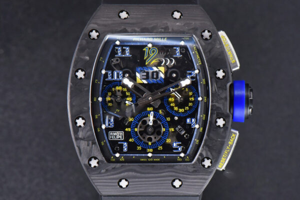 RM011 NTPT Chrono KVF Skeleton Dial on Blue Crown Black Rubber Strap A7750 V2