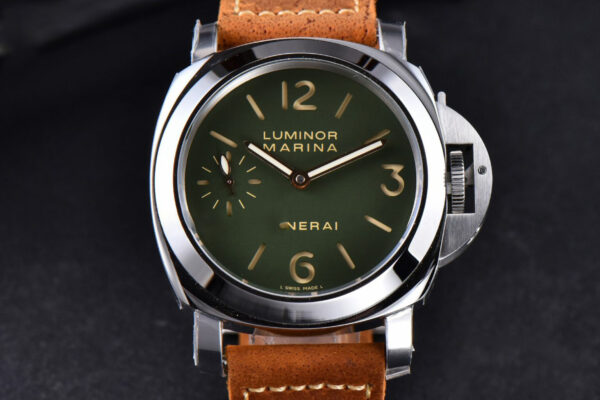 PAM911 Luminor Marina Noob 44MM Green Dial Brown Leather Strap A6497