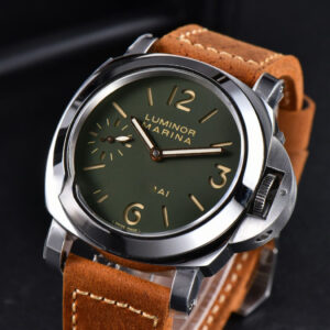 PAM911 Luminor Marina Noob 44MM Green Dial Brown Leather Strap A6497 - Image 2