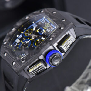 RM011 NTPT Chrono KVF Skeleton Dial on Blue Crown Black Rubber Strap A7750 V2 - Image 8